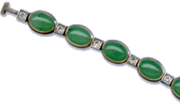 Armband mit Smaragtcabochon in Zargenfassung und Brillianten in Car&eacute;everschnitt